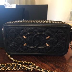 Chanel Quilted Filigree Clutch with Chain